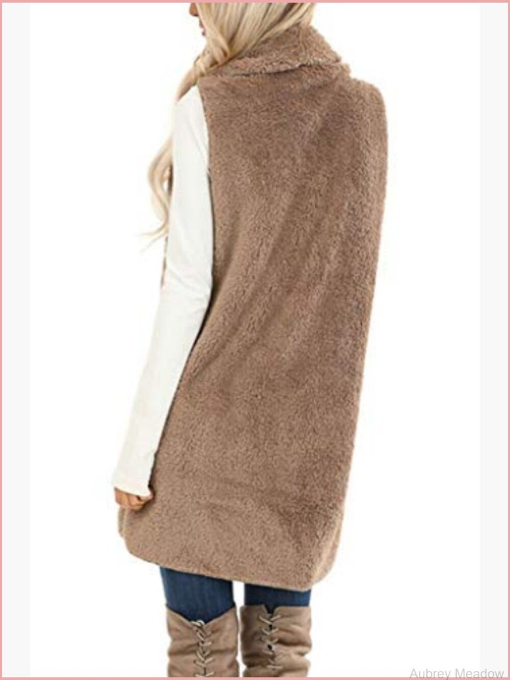 Sleeveless Sherpa Vest Open Front Fleece Cardigan Coat Pockets - Picture 4 of 6